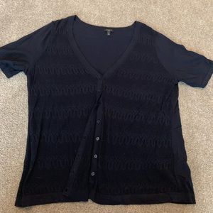 Navy Short Sleeve Blouse